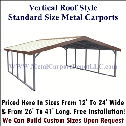 Vertical Roof Style Metal Carports